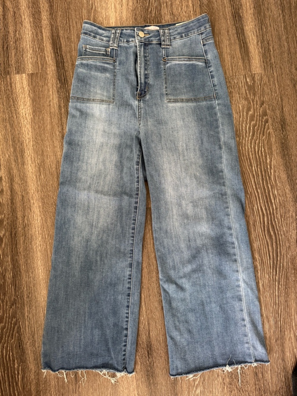 Pink Lily Faded Light Blue High-Rise Wide Leg Jeans